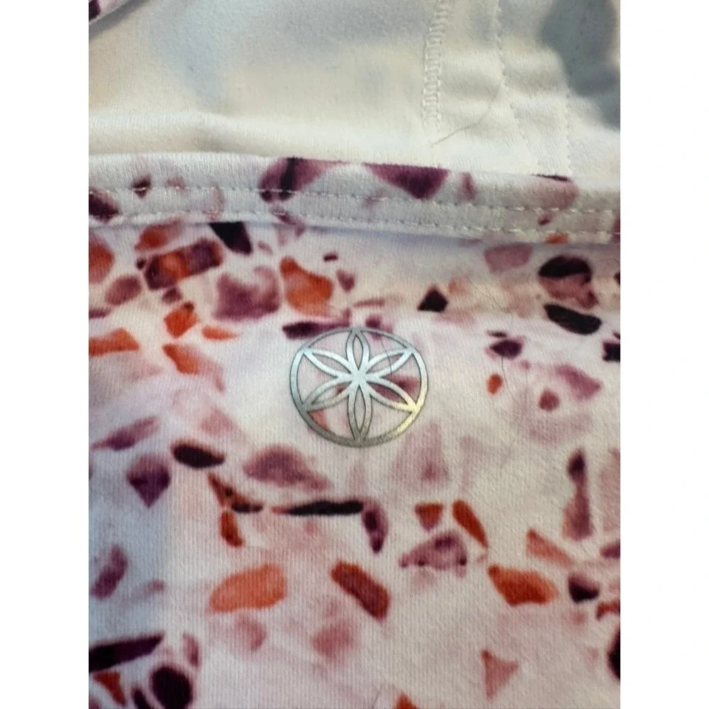 Gaiam Womens Pink Terrazzo Print Activewear Set Strappy‎ Tank & Leggings